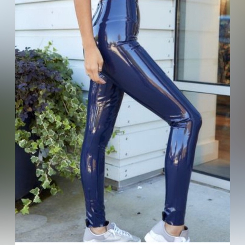 COMMANDO PATENT FAUX LEATHER NAVY LEGGING PANT WOMENS SMALL